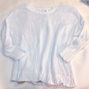3/4 sleeve open weave sweater